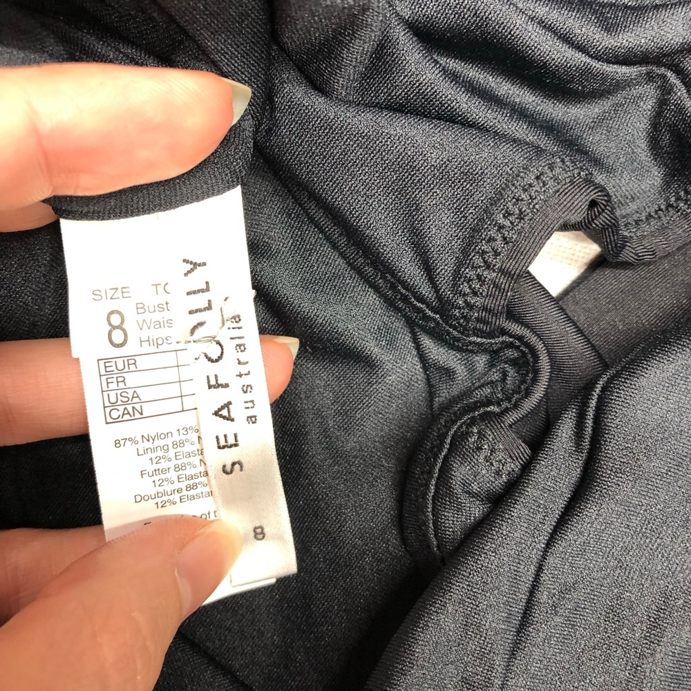 NEW seafolly splendour long sleeve one piece black swimsuit tie front plunge - Picture 6 of 10
